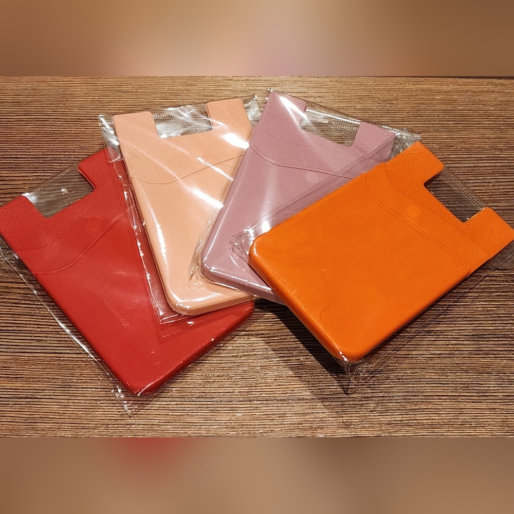 4 pack silicone stick on wallet/card holder
